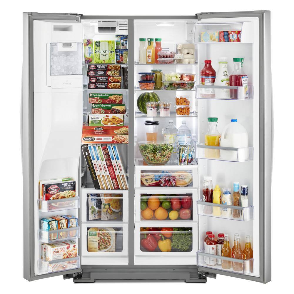 Whirlpool 36 in. 19.8 cu. ft. Side by Side Refrigerator in Fingerprint Resistant Stainless Steel Counter Depth WRS970CIHZ