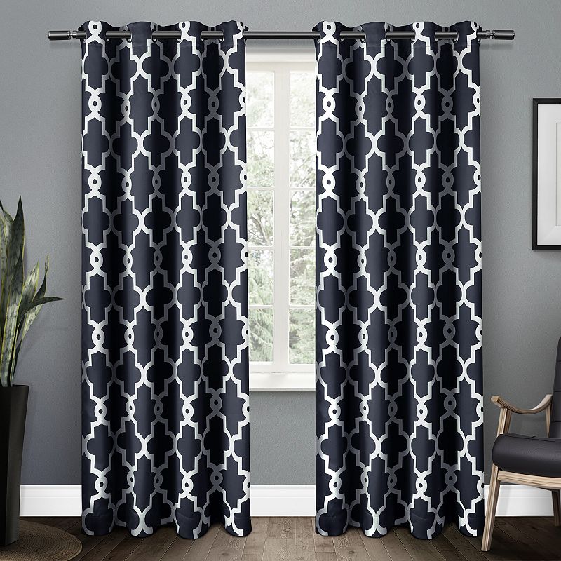 Exclusive Home 2-pack Ironwork Sateen Woven Blackout Window Curtains