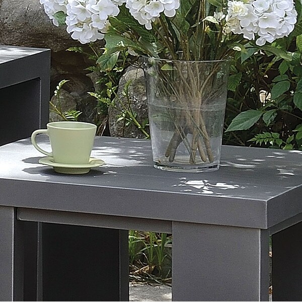 Luva Contemporary Grey 24inch Aluminum Square Outdoor End Table by Furniture of America