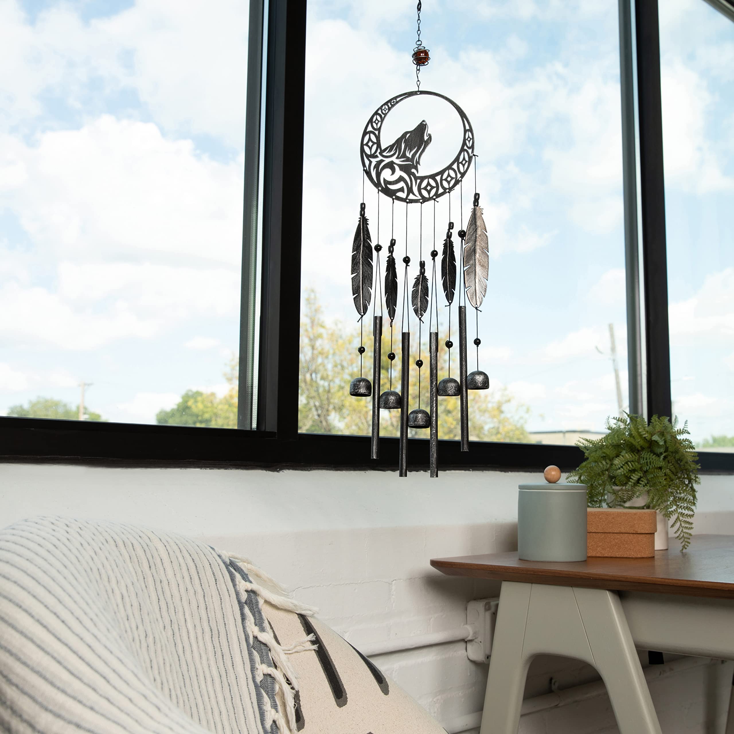 Dawhud Direct | Vp Home Tribal Wolf Dreamcatcher Outdoor Garden Decor Wind Chime