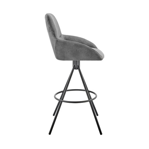 Odessa Counter or Bar Height Stool in Charcoal Fabric and Black Finish