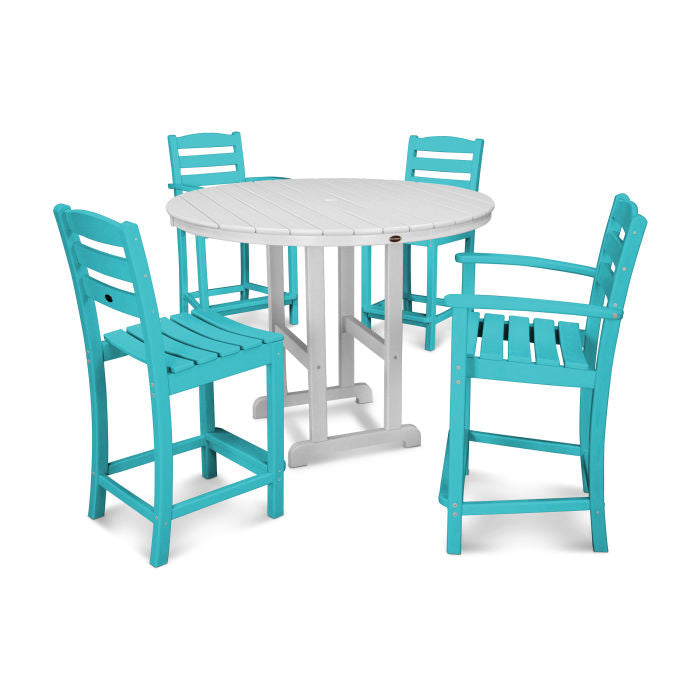 Polywood La Casa Café 5-Piece Round Farmhouse Counter Dining Set PWS254-1