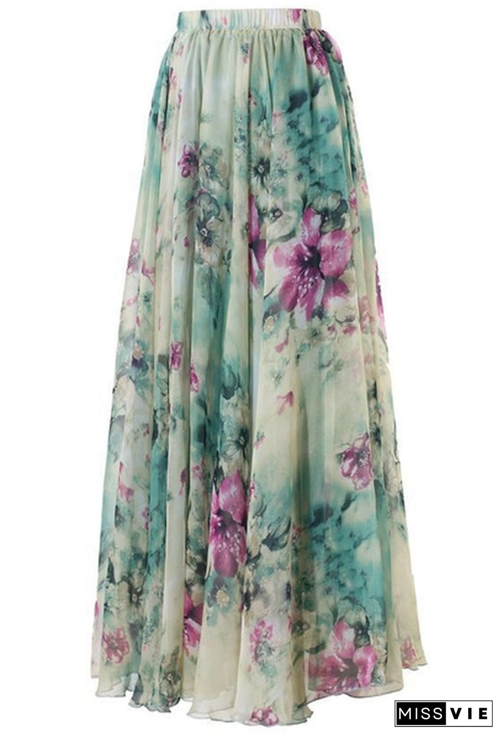 Women Floral Print Jersey Gypsy Long Maxi Skirt Summer Beach Sundress Beach