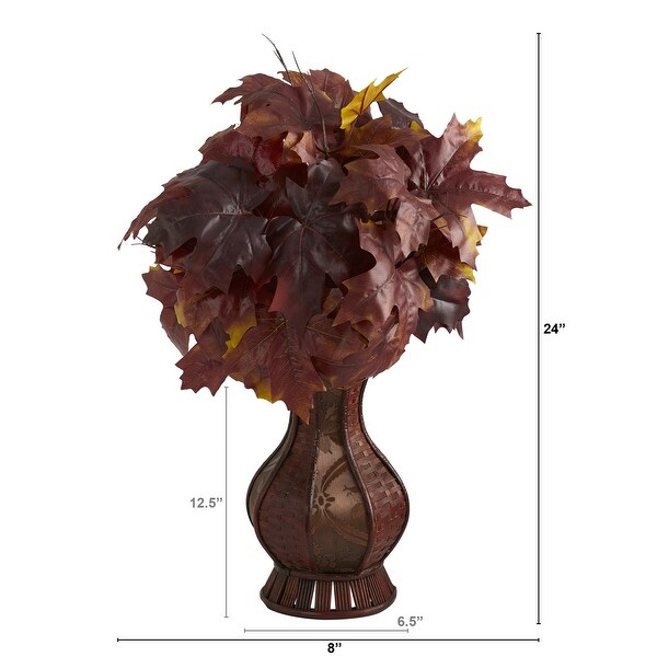 24 Autumn Maple Leaf Artificial Plant in Decorative Planter