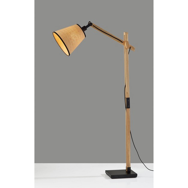 Walden Natural Wood Floor Lamp Black Adesso