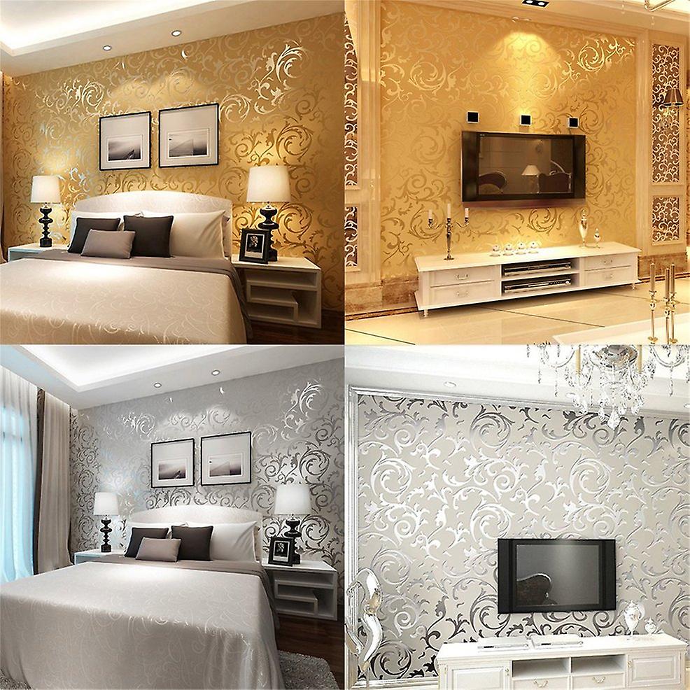 European Style Luxury Damask Non-woven 3d Wallpaper Embossed Wall Roll Paper