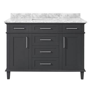 Home Decorators Collection Sonoma 48 in. W x 22.1 in. D x 34.3 in. H Freestanding Bath Vanity in Dark Charcoal with Carrara Marble Top Sonoma 48C