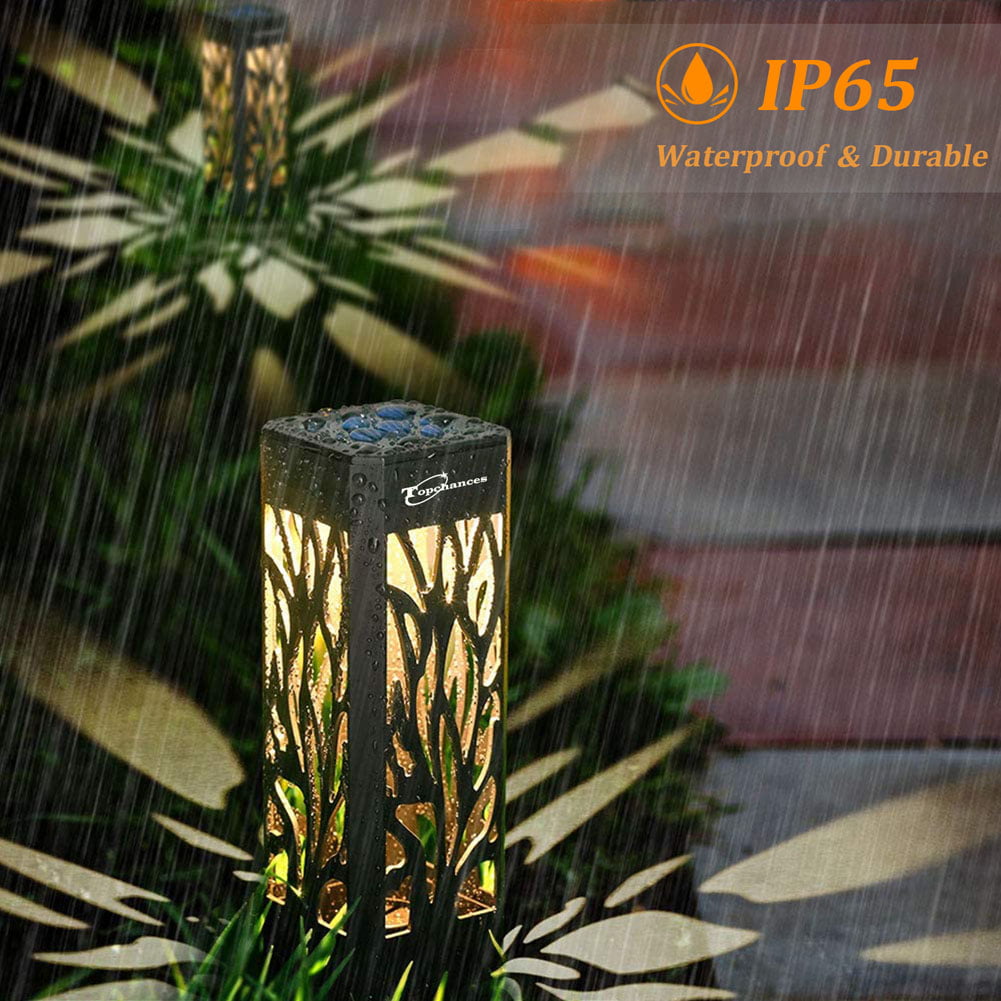 Topchances Upgraded Solar Lights, Outdoor with Solar Panel & Longer Working Time Pathway Lights IP65 Waterproof Garden Lights Auto ON/Off for Patio Decor (4PCS/6PCS/10PCS)