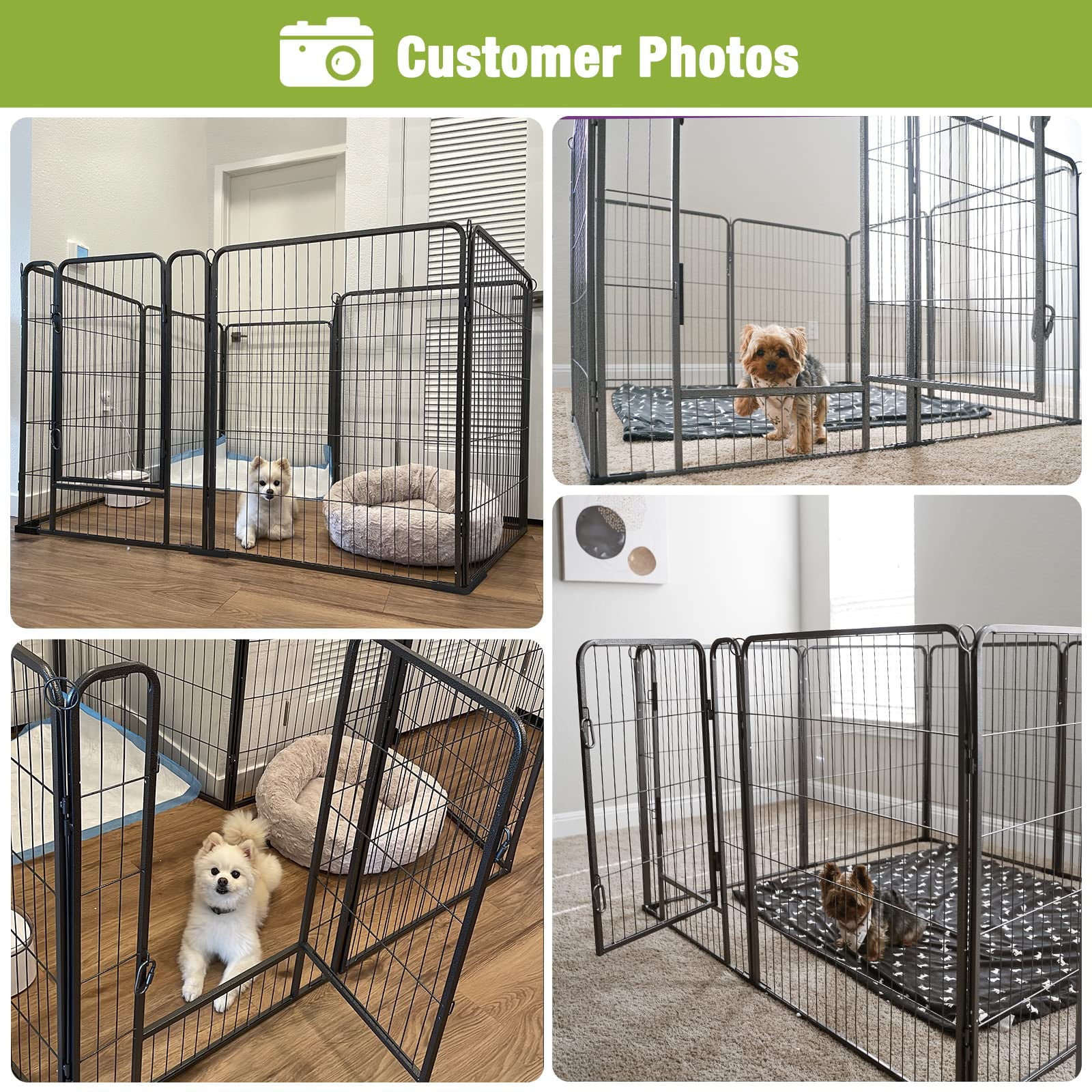 Morgete 31'' Foldable Dog Pen Heavy Duty Metal Puppy Playpen Indoor Outdoor for Small Animals - 8 Panels