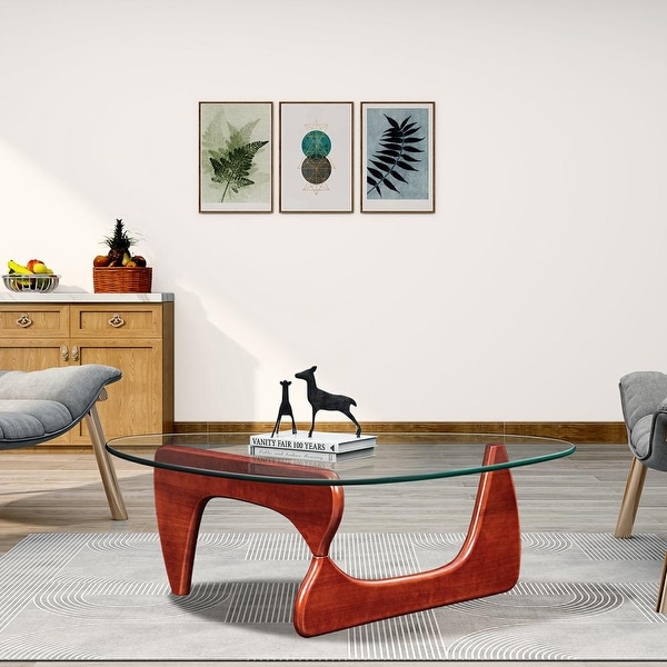 CHERRY Triangle coffee table Wood Base for living room