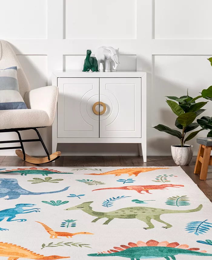 nuLoom Revel Eamon Dinosaur Washable Kids 4 x 6 Area Rug