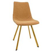 LeisureMod Markley Modern Leather Dining Chair with Gold Legs - Charcoal Black