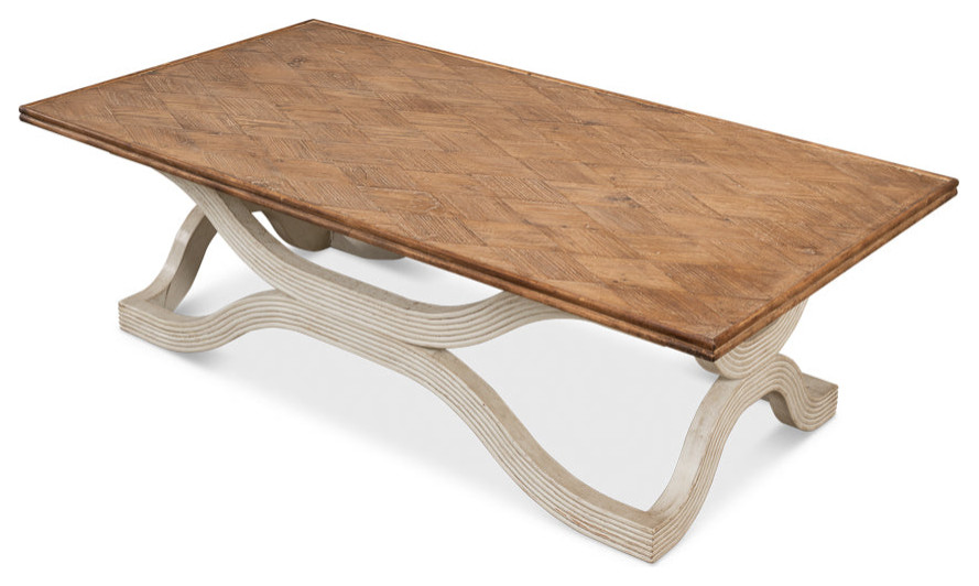 Wavy Coffee Table Antique White   Transitional   Coffee Tables   by Sideboards and Things  Houzz