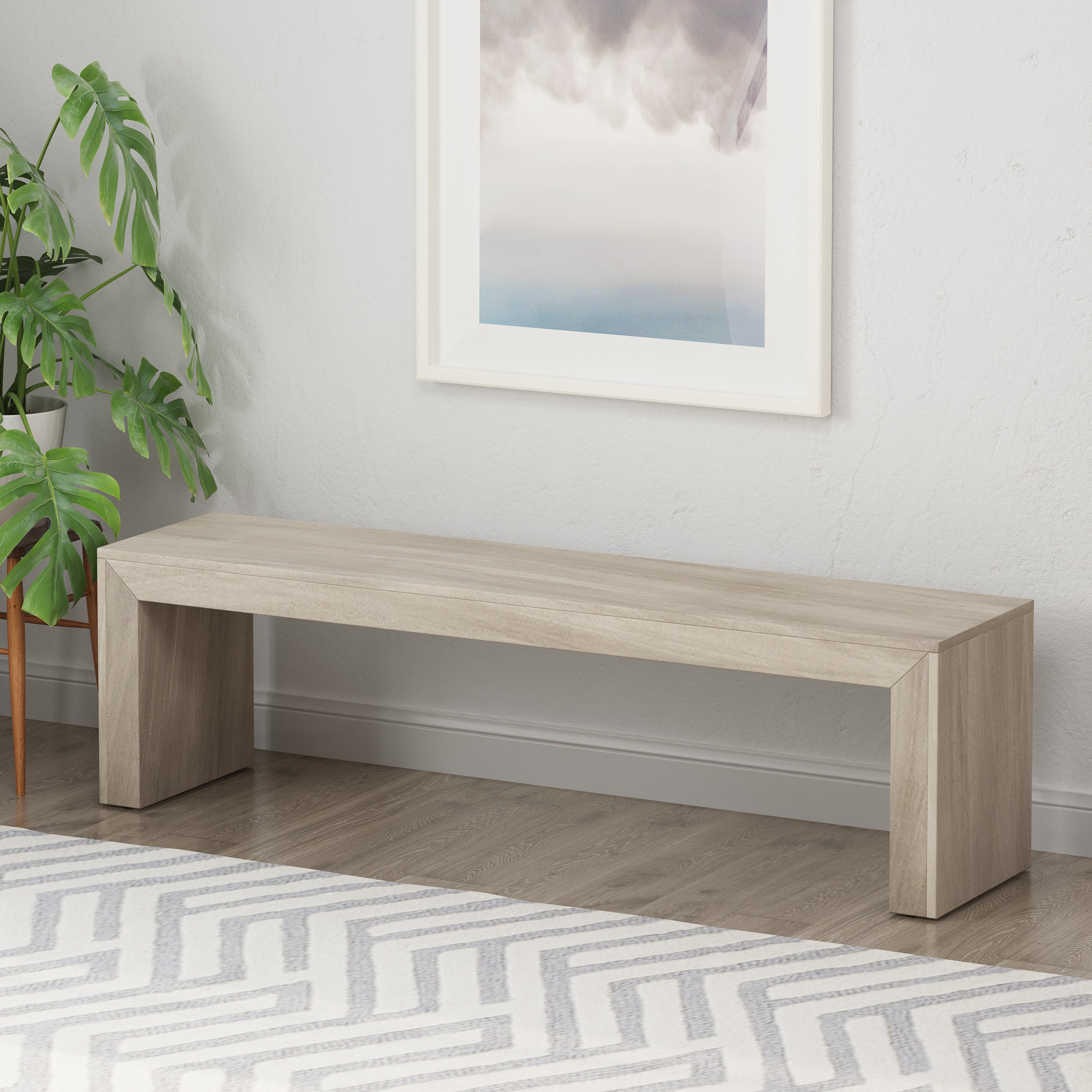 Donovon Farmhouse Acacia Wood Bench