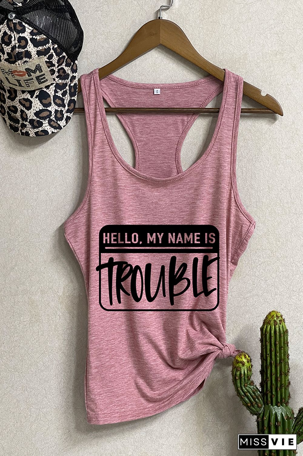 Hello My Name Is Trouble Sleeveless Tank Top Wholesale