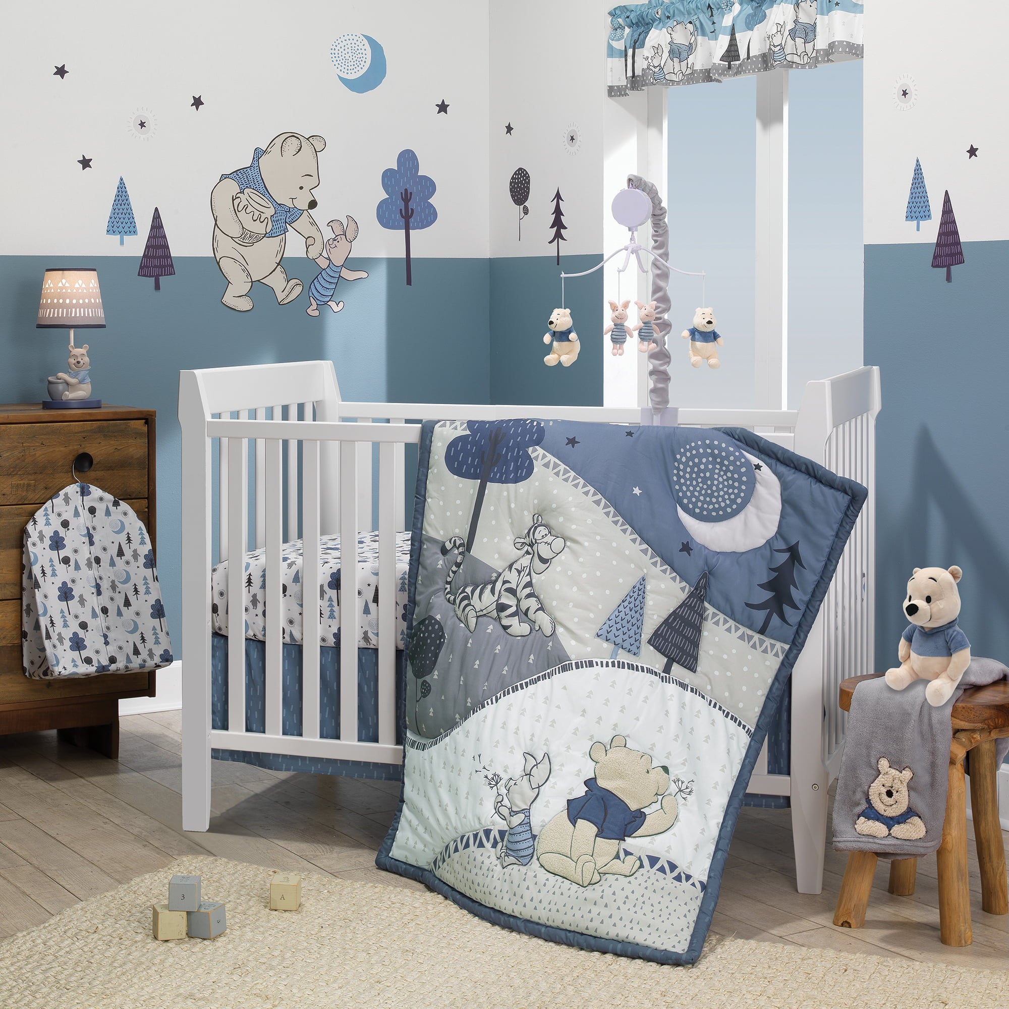 Disney Baby Forever Pooh 3-Piece Baby Crib Bedding Set by Lambs and Ivy - Blue