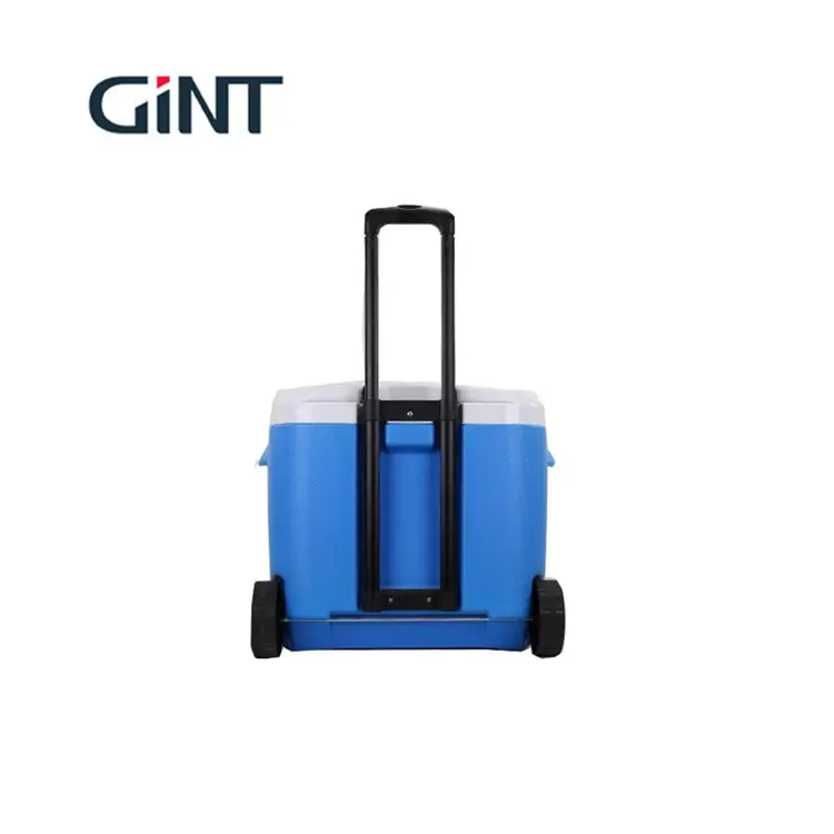 Outdoor portable hard plastic car cooler box 38l outdoor plastic trolley cooler box for camping hiking fishing