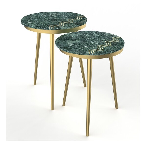 Somette Avery Green and Gold Set of 2 Nesting Tables