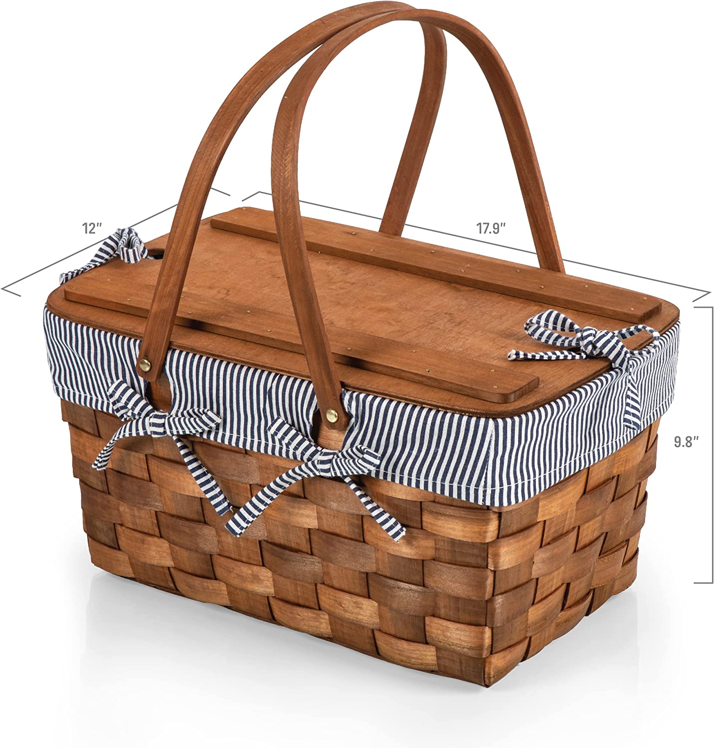 Picnic Time Kansas Handwoven Wood Picnic Basket