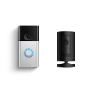 Ring Video Doorbell - Satin Nickel with Stick Up Cam Battery Black B094SMZPL8