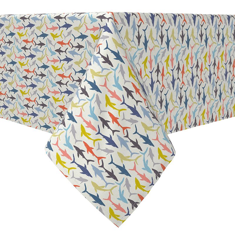 Rectangular Tablecloth， 100% Cotton， Shark Waters