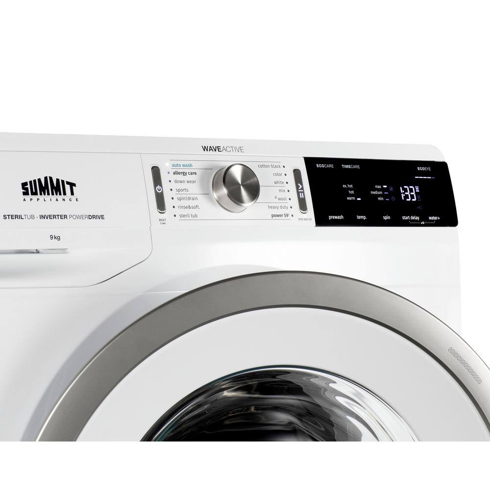 Summit Appliance 24 in. 2.3 cu.ft. 240-Volt Stackable in White Front Loading Washing Machine SLW241W