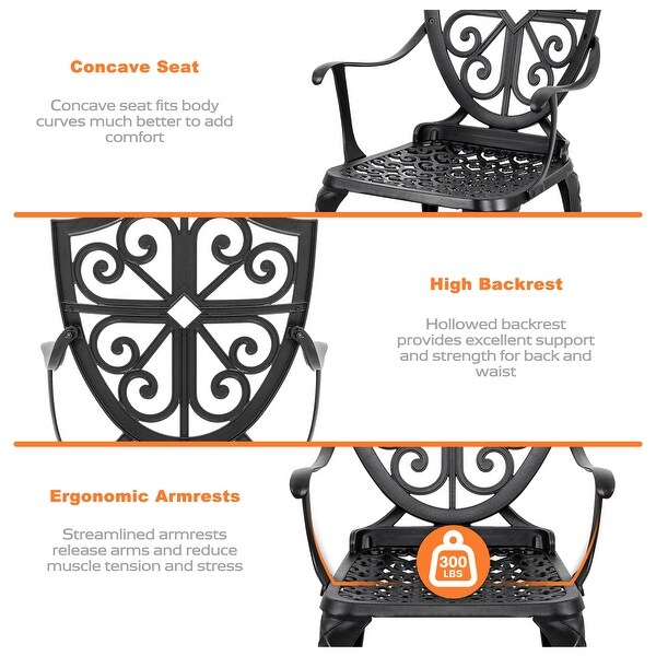 NUU GARDEN 3piece Black Cast Aluminum Patio Bistro Set