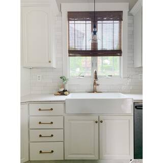 SINKOLOGY Josephine 34 in. 3-Hole Quick-Fit Drop-In Farmhouse Single Bowl Crisp White Fireclay Kitchen Sink SK450-34FC