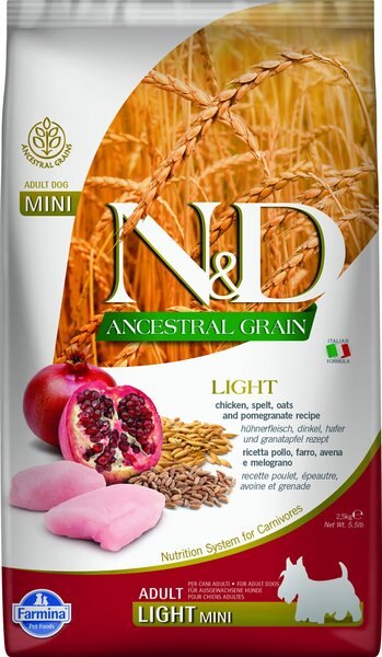 Farmina NandD Ancestral Grain Chicken and Pomegranate Mini Light Dry Dog Food