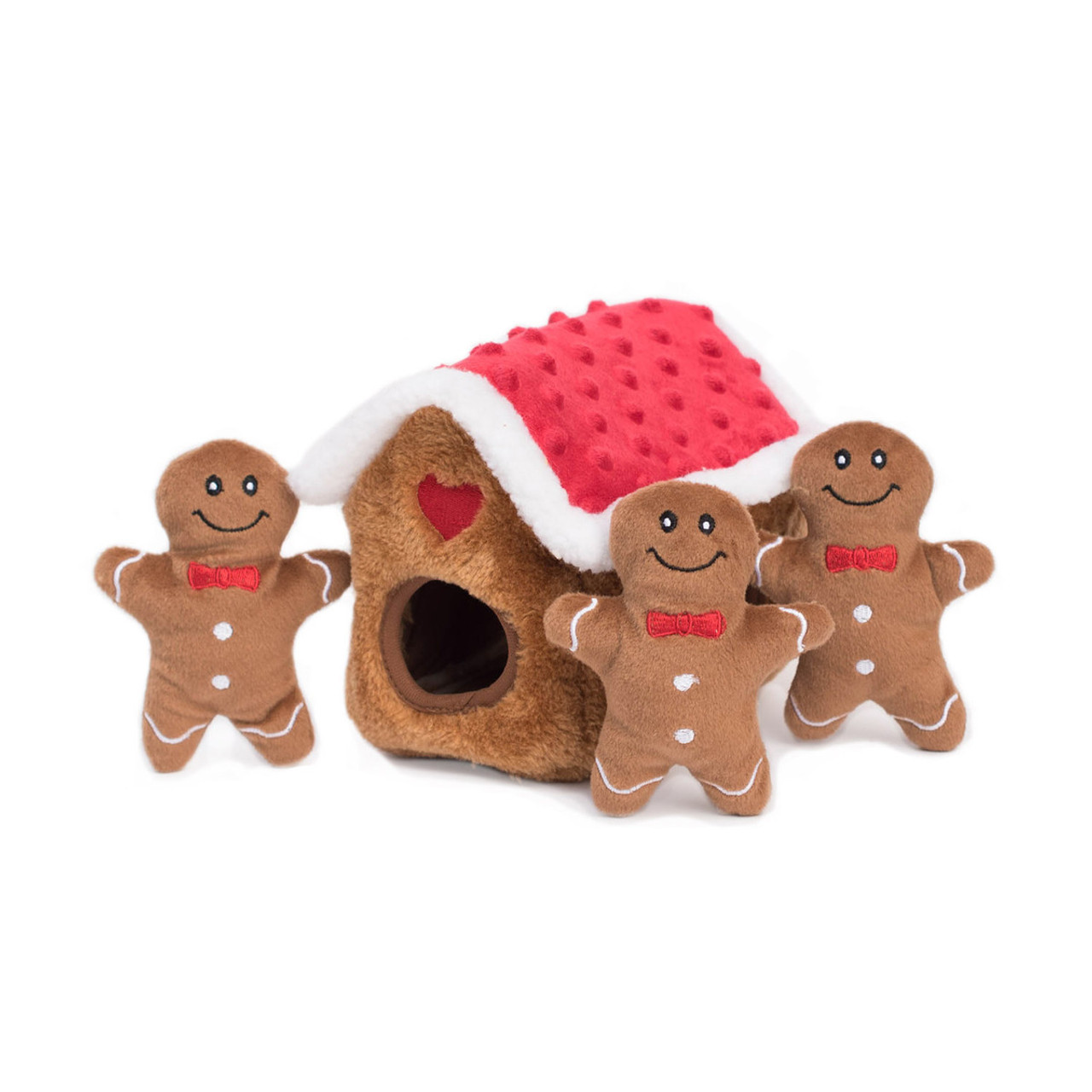 ZippyPaws Holiday Christmas Burrow Gingerbread House Dog Toy