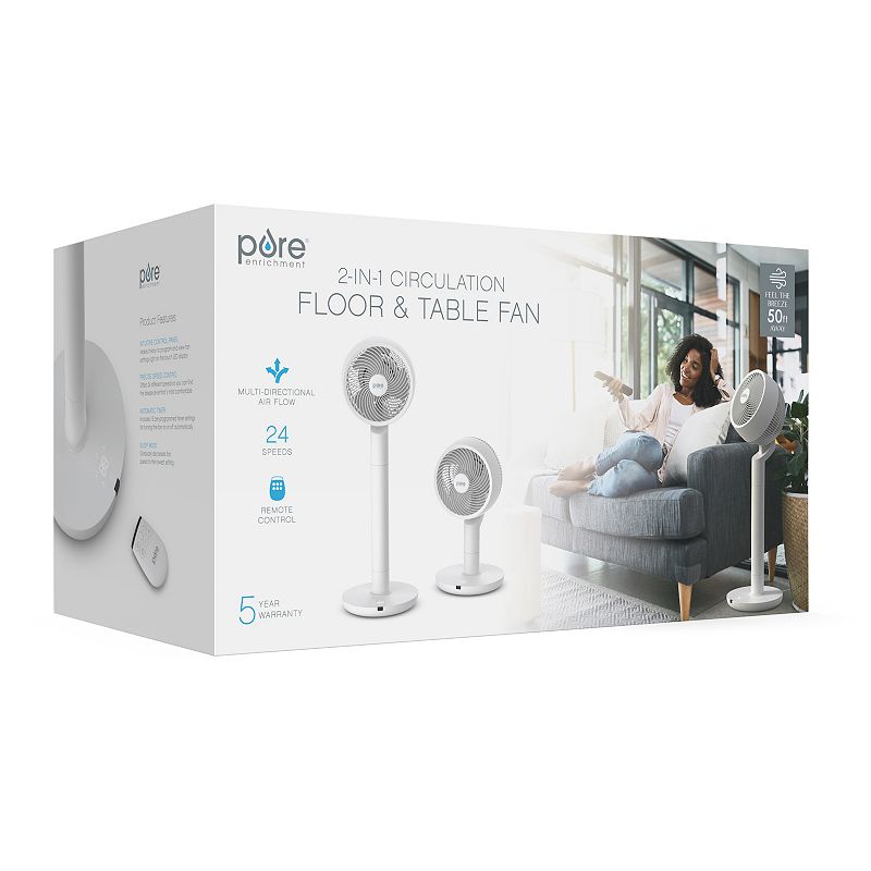 Pure Enrichment 2-in-1 Circulating Floor and Desk Fan