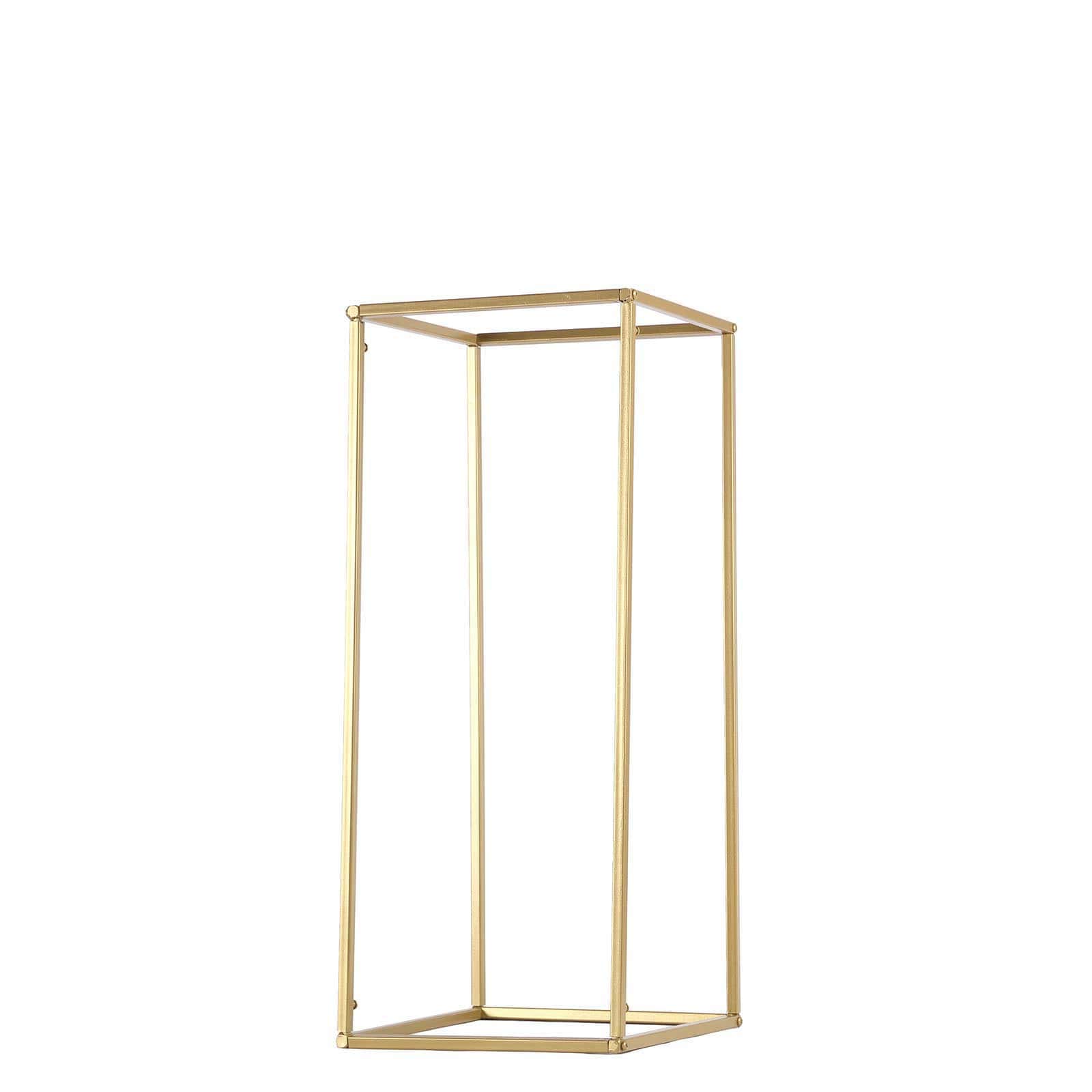 2 Pack Rectangular Gold Metal Wedding Flower Stand, Geometric Column Frame Centerpiece 24