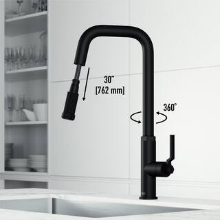 VIGO Hart Angular Single Handle Pull-Down Spout Kitchen Faucet in Matte Black VG02036MB