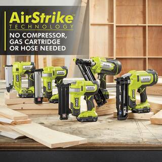 RYOBI ONE+ 18V Cordless 18-Gauge AirStrike Brad Nailer Kit with 16-Gauge AirStrike Finish Nailer 1.5 Ah Battery and Charger PCL1202KN1