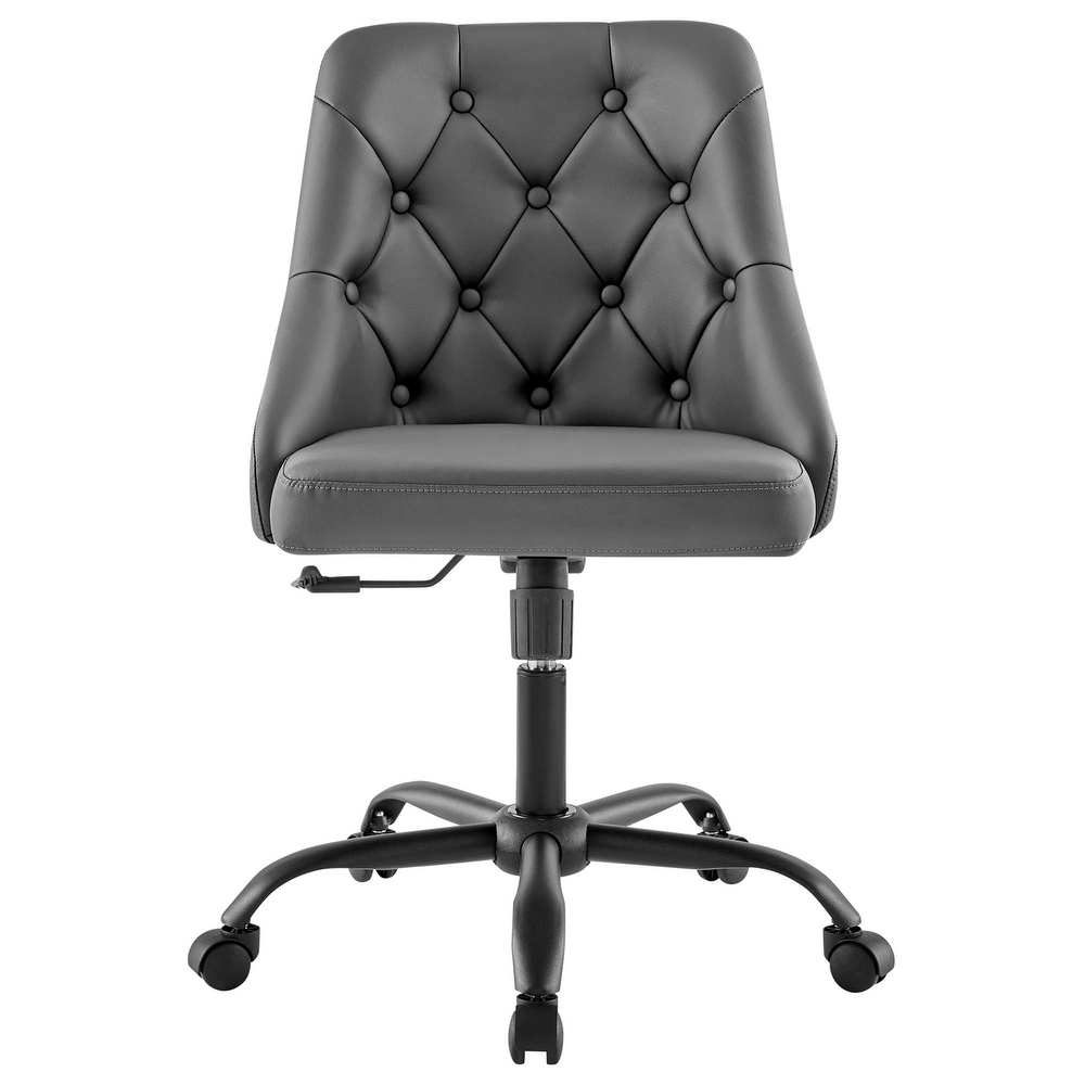 Distinct Tufted Swivel Vegan Leather Office Chair