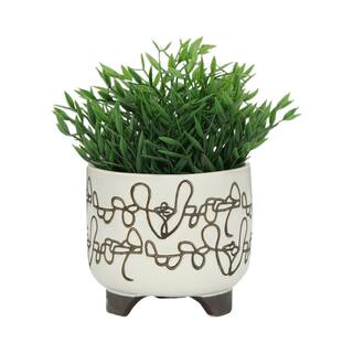 HOTEBIKE 6 in. 8 in. Beige Ceramic Planters for Outdoor and Indoor (Set of 2) LING10246