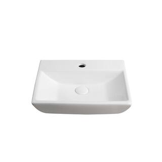 Elanti Wall-Mounted Rectangular Compact Bathroom Sink in White 1409