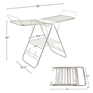 Everyday Home 23.3 in. x 42 in. Freestanding Collapsible Stainless Steel Laundry Drying Rack W050049