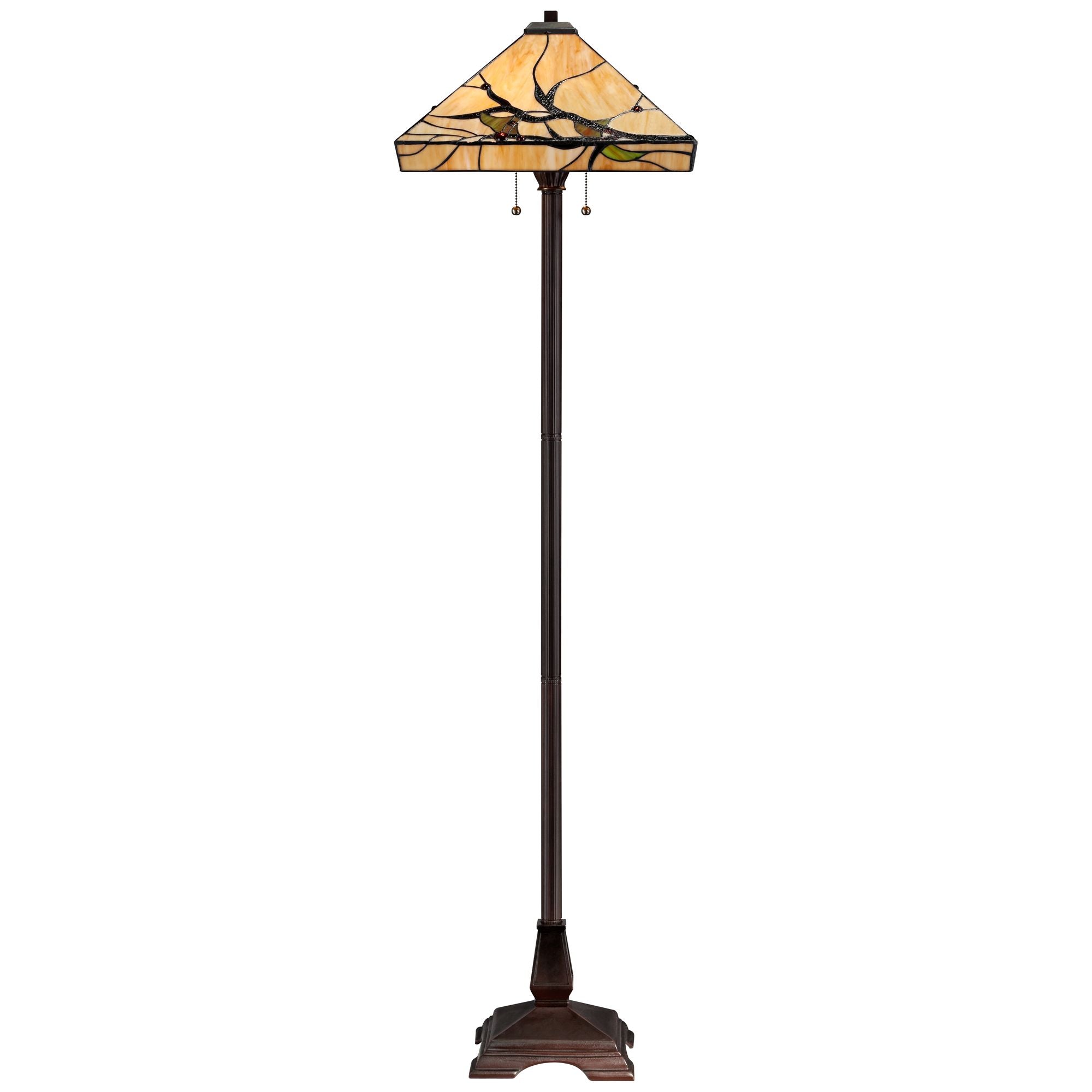 Robert Louis Tiffany Mission Floor Lamp 62" Tall Bronze Handcrafted Tiffany Style Stained Glass for Living Room Reading Bedroom (Colors May Vary)