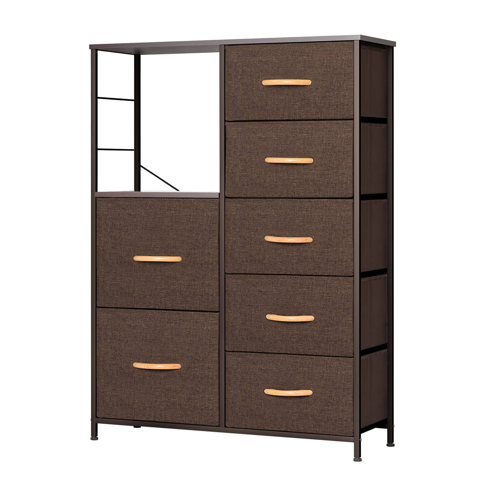 Pellebant 7 Drawers Vertical Chest Dresser Storage Tower in Brown Finish