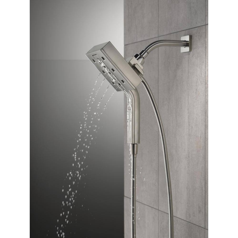 Delta In2ition 4-Spray Patterns 2.5 GPM 4.5 in. Wall Mount Dual Shower Heads in Lumicoat Stainless 58473-SS-PR25