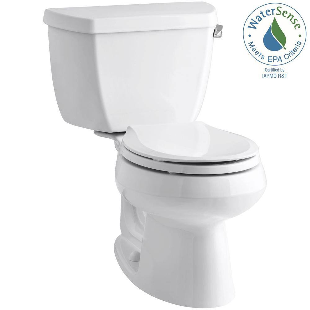 KOHLER Wellworth 2-Piece 1.28 GPF Single Flush Round Toilet in White K-3577-RA-0