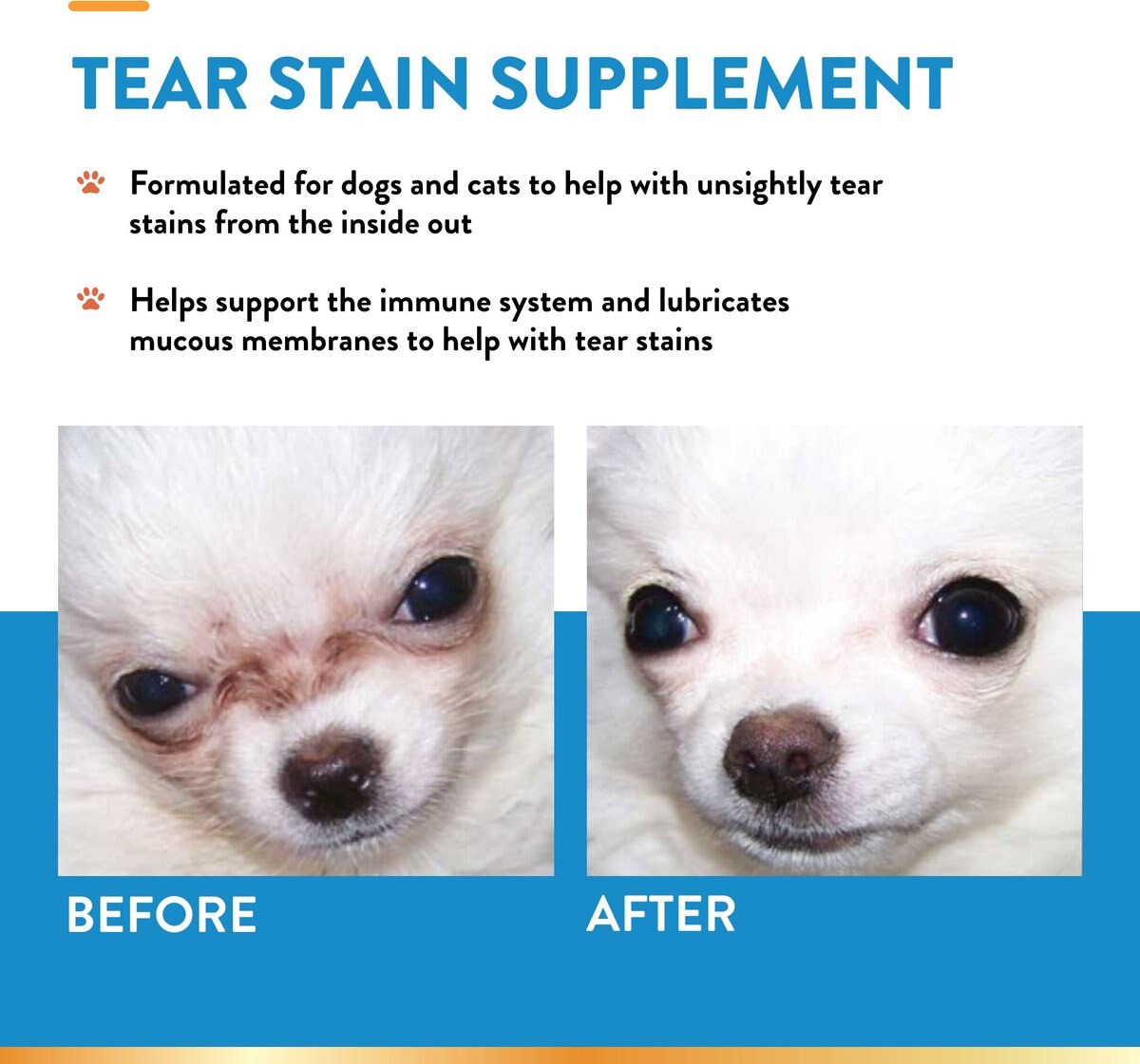 NaturVet Tear Stain Plus Lutein Powder Vision Supplement for Cats and Dogs