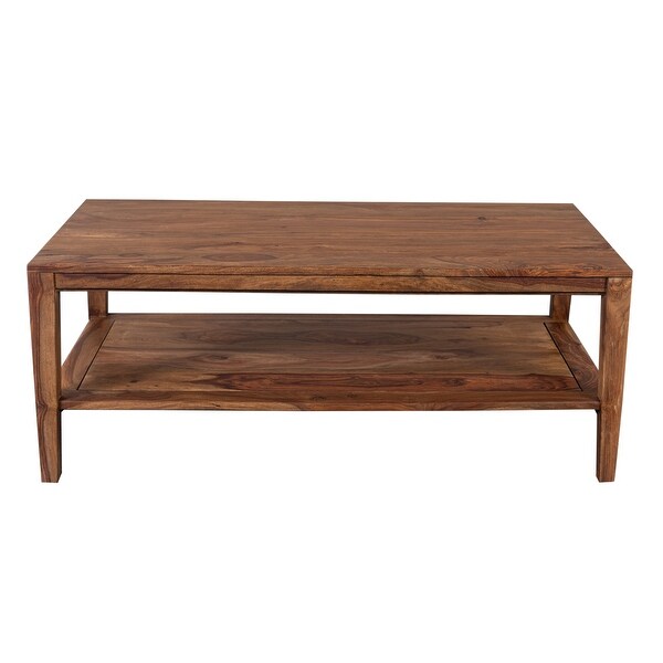 Porter Designs Fall River Solid Sheesham Wood Coffee Table， Natural