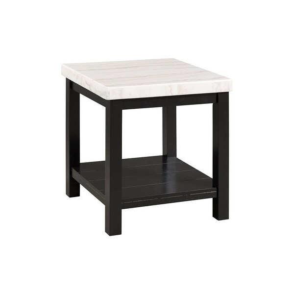 Evie White Marble Square End Table