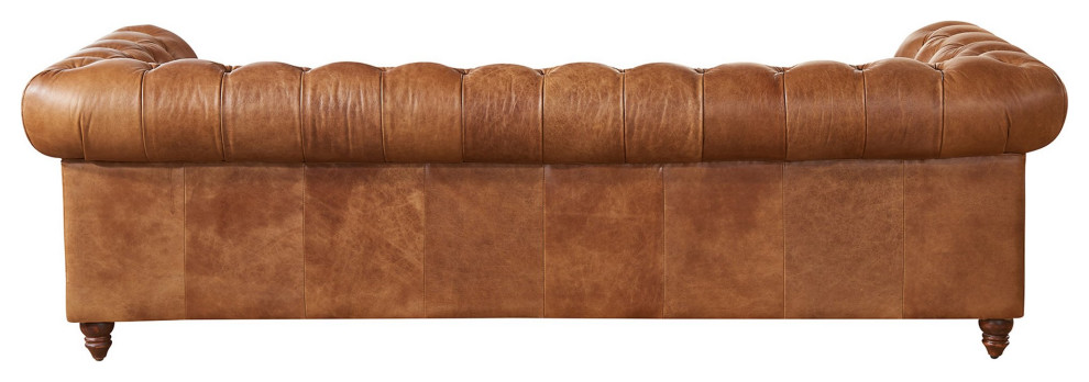 Crafters and Weavers Top Grain Leather Chesterfield Sofa   Traditional   Sofas   by Crafters and Weavers  Houzz