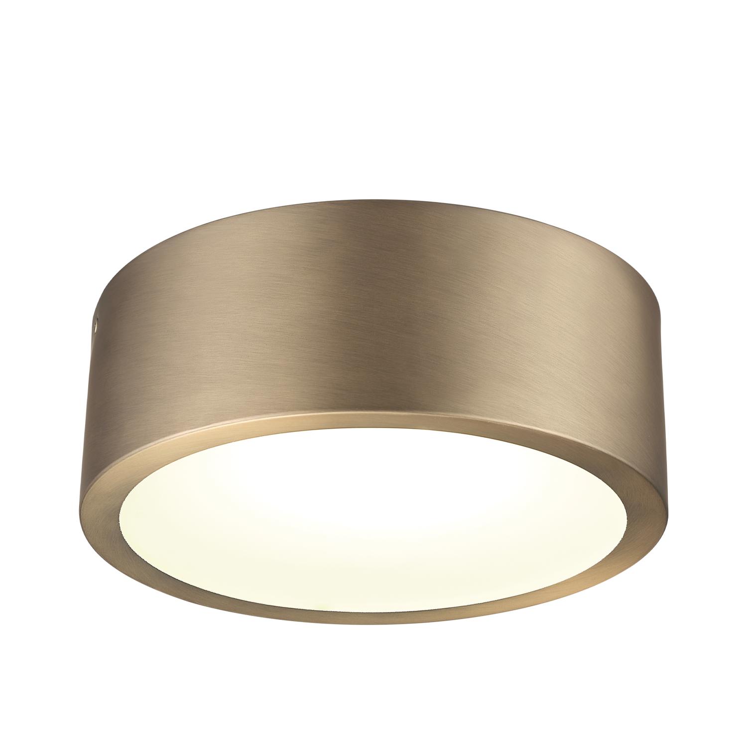 Globe Electric Edinburg Matte Brass LED Integrated Flush Mount Ceiling Light with Frosted Glass Shade， 60979