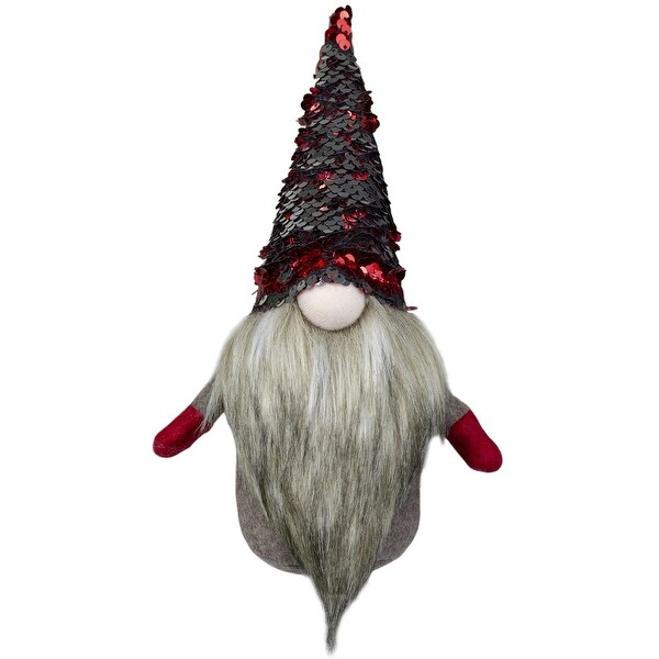 Gnome with Beard and Flip Sequin Hat Christmas Figure