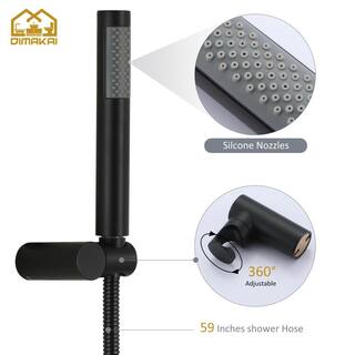 Hlihome 1-spray pattern 1.8 GPM 10 in. Wall Mount dual shower head and handheld shower head in matte black DK-1002MB