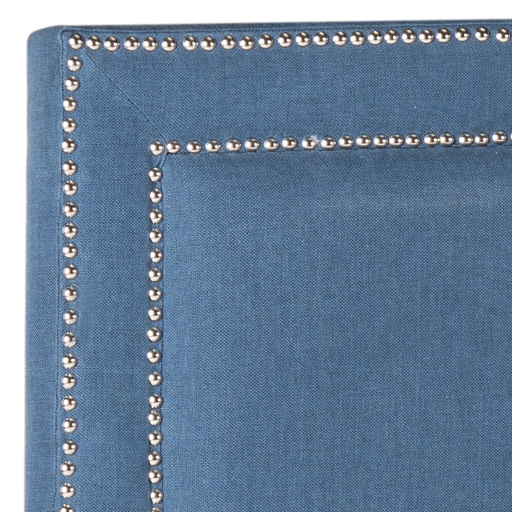 SAFAVIEH Cory Navy Upholstered Headboard   Silver Nailhead (Twin)